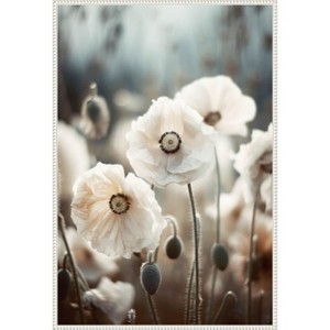 Amanti Art White Poppy Field No 1 by Treechild  Framed Canvas Wall Art - 1 of 4