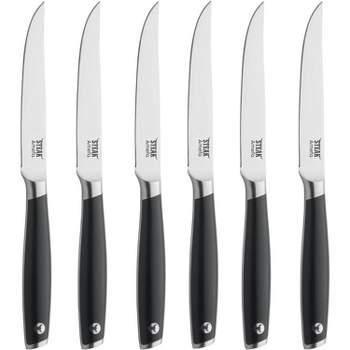 GA HOMEFAVOR 6-Piece Steak Knife Set Micro Serrated Stainless Steel