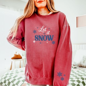 Let It Snow Snowflakes - Women's Lightweight Garment Dyed Sweatshirt - 1 of 2