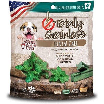 Loving Pets Totally Grainless Large Fresh Mint Chicken Dental Chews (6 oz Pack)