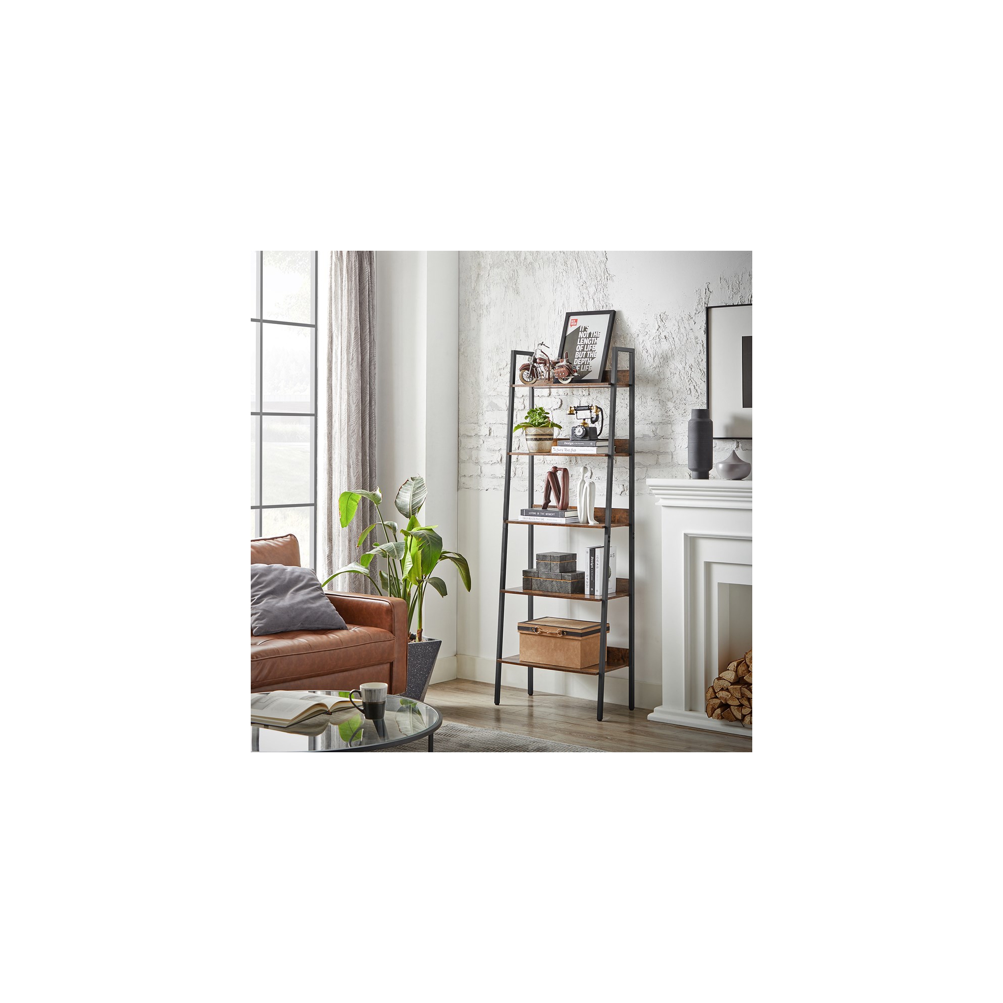 VASAGLE Bookshelf 5-Tier Extra Wide Book Shelf Bookcase Rustic Brown and Black