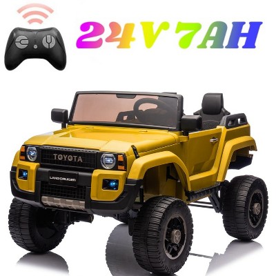 Licensed Toyota Land Cruiser 24V Ride-On Car for Kids, 2 Seater Electric Truck with Remote Control, 2WD/4WD Ride on Toys with Music, LED Lights