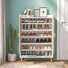 MOEPISY White & Natural Wooden Shoe Cabinet with Doors, 7-Tier Shoe Storage Organizer - 3 of 4