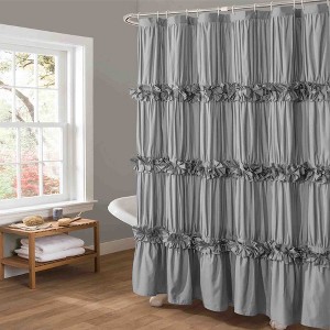 BAGOKIE 72"x72" Waterfall Ruffle Shower Curtain, Pack of 1 - 1 of 4