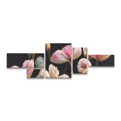 Trademark Fine Art Treechild Gentle Pink Dry flowers 3 Piece Panel Set Art