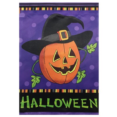 Northlight Pumpkin in a Witch Hat Outdoor Garden Flag 12.5" x 18"