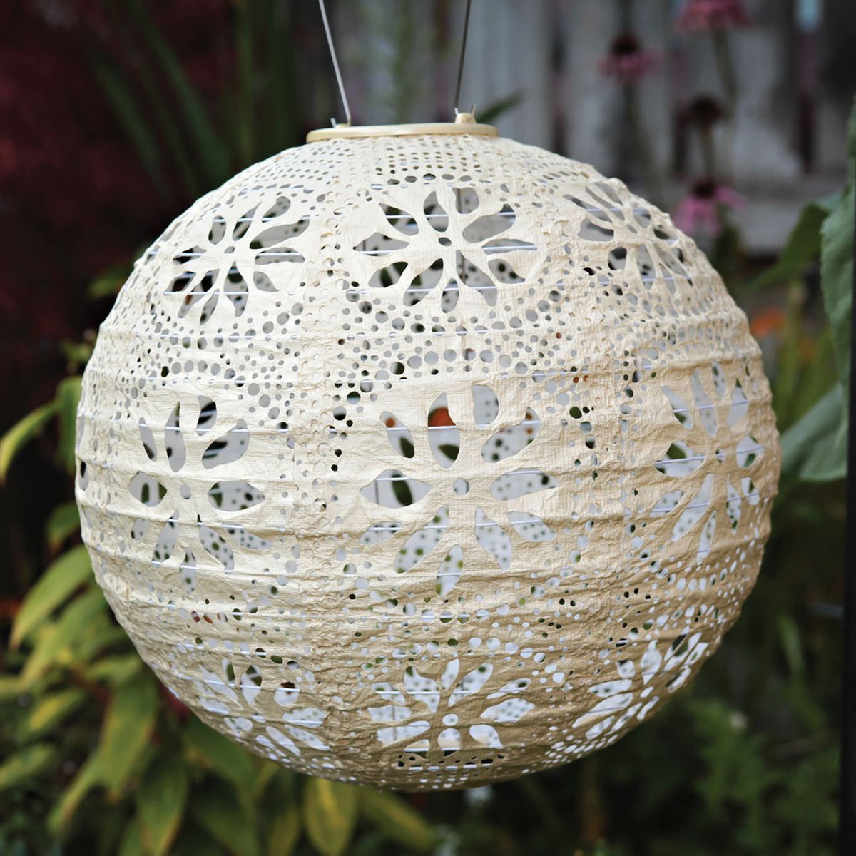 Allsop® Home Garden Soji™ Stella Boho Globe 12-In. Tyvek® Solar Lantern in Off-White - thumbnail 4