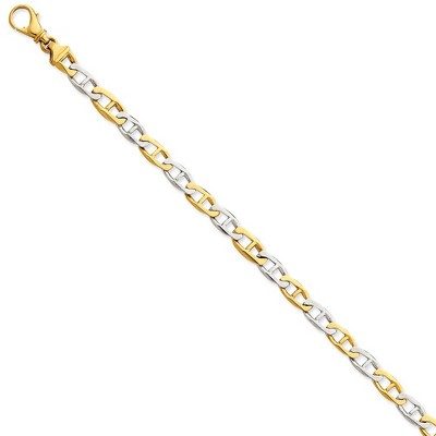 Black Bow Jewelry 6.2mm 14k Two Tone Gold Polished Anchor Link Chain Bracelet