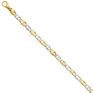 Black Bow Jewelry 6.2mm 14k Two Tone Gold Polished Anchor Link Chain Bracelet - 1 of 4