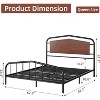 Metal Full Bed Frame with Wooden Headboard, Wrought Iron Metal Platform Bed Frame, Under Bed Storage, No Box Spring Required, Easy Assembly, Brown - 3 of 4
