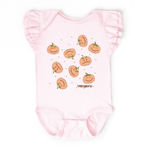 The Juniper Shop SmileyWorld Pumpkin Collage Daisies Flutter Sleeve Bodysuit - 1 of 4