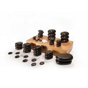 Master Massage Deluxe Basalt Massage Hot Stone Set with Bamboo Box - 1 of 4