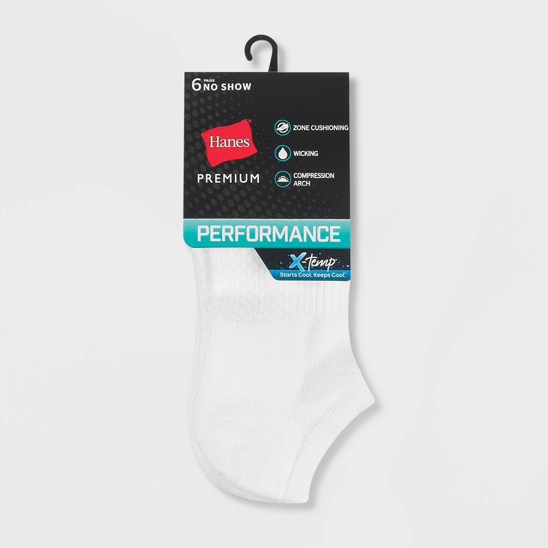 Hanes Performance Women's Extended Size Cushioned 6pk No Show Athletic Socks 8-12, 3 of 5