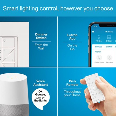 Lutron White Wireless Smart Lamp Dimmer with Voice Control