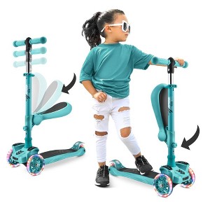 Hurtle ScootKid 3-Wheel Toddler Toy Scooter with LED Lights, Ages 1+, Fold-Out Seat - 1 of 4