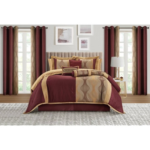 Nanshing 15pc Queen Kath Room in a Bag Bedding Set Wine Red