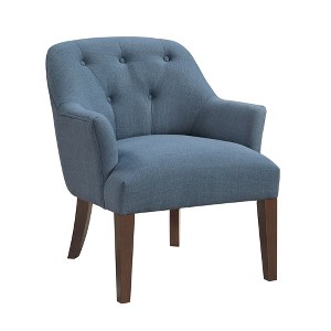 Tufted Back Modern Accent Chair with Foam Seat, Attached Cushions and Espresso Legs - 1 of 4