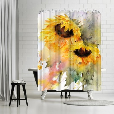 Americanflat Sunflower Duo by Rachel Mcnaughton 71" x 74" Shower Curtain