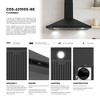 Cosmo COS-63190S-BK 36 in. Vista Collection 380 CFM Ducted Wall Mount Range Hood, Touch Controls, LED Lights, Matte Black - 3 of 4