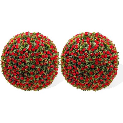 Flower Topiary Ball Decorative Balls 2PCS, Artificial Topiary Balls, for Outdoor Patio Garden and Indoor, Wedding Decoration