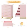 3-Drawer Pink Modern Wooden Dresser ¨C Wide Drawer Chest with Metal Handles for Bedroom - 2 of 4