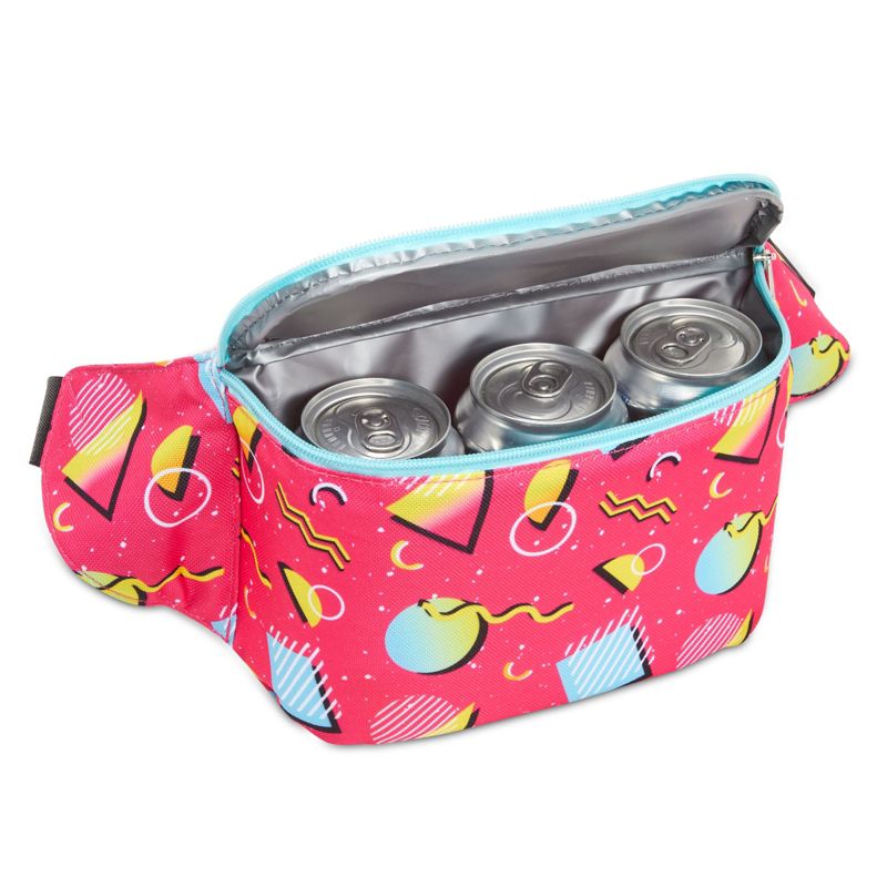 Zodaca Retro 90's Fanny Pack for Teens, Insulated Waist Bag Cooler with Adjustable Strap for School, Pink, 9 x 6 In, 3 of 9