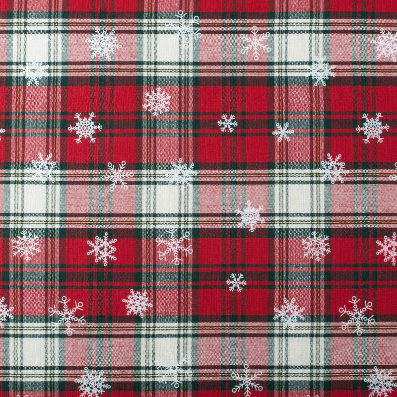 KOVOT Tablecloth Winter White Snowflakes on Green and Red Plaid 100% Cotton Table Cover for Christmas, Winter & Holiday's, 4 of 7