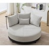 52.75'' Polyester Oversized Round Swivel Chair with Adjustable Phone Stand, Throw Pillows and Rotating Pulley - 4 of 4