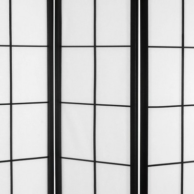 Black and White Japanese Shoji 3-Panel Room Divider