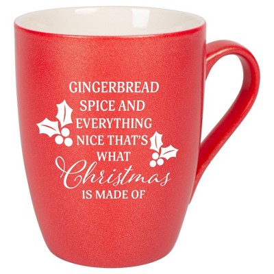 Elanze Designs Gingerbread Spice And Everything Nice That's What Christmas Is Made Of Crimson Red 10 ounce New Bone China Coffee Cup Mug