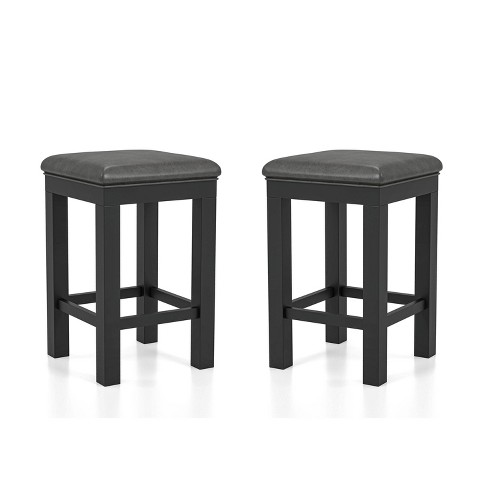 Set Of 2 Ferncliff Padded Seats Counter, Black And Gray Counter Stools