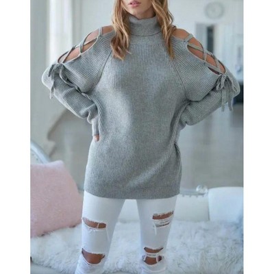 Women's LACE-UP SHOULDER SWEATER - J.NNA