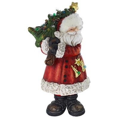 Festive Santa Claus Resin Statue with LED Lights
