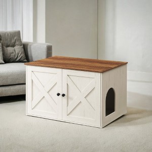Cat Litter Box Enclosure - Hidden Furniture with Removable Divider - Indoor Cat House,  End Table - 31.5 x 20.9 x 19.7 Inches - 1 of 4