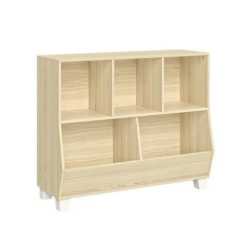 Costway 5-cubby Kids Toy Storage Organizer Wooden Bookshelf Display Cabinet  Natural/white : Target