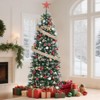 Pre-lit Slim Artificial Christmas Tree with Warm White Lights, Pre-Decorated Pine Cones & Flocked Tips - 2 of 4