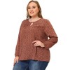 Agnes Orinda Women's Plus Size Chiffon Keyhole Long Sleeve Floral Blouses - 3 of 4