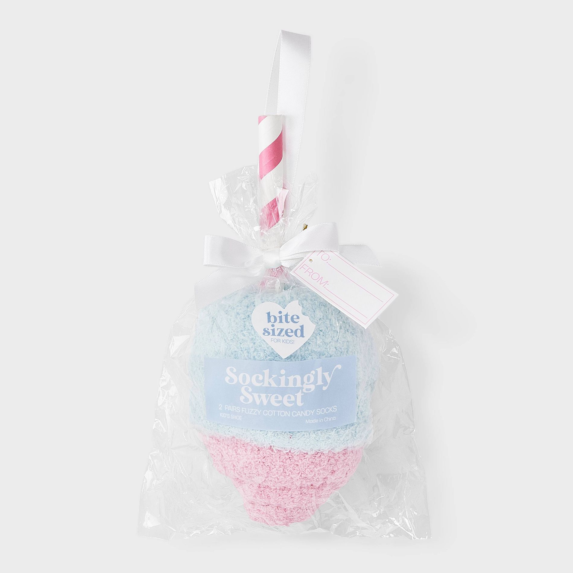 Kid's Cotton Candy Christmas 2pk Cozy Crew Socks - Pink/Blue 2-5