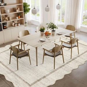 Modern Washable Area Rug, Scalloped Throw Carpet with Non Slip Backing, Low Pile Stain Resistant Floor Carpet for Living Room - 1 of 4