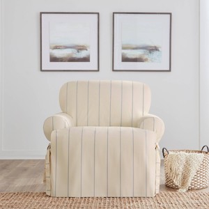 Sure Fit Heavyweight Cotton Duck T Cushion Chair Cover: Machine Washable, Indoor Slipcover, Pet Friendly - 1 of 4