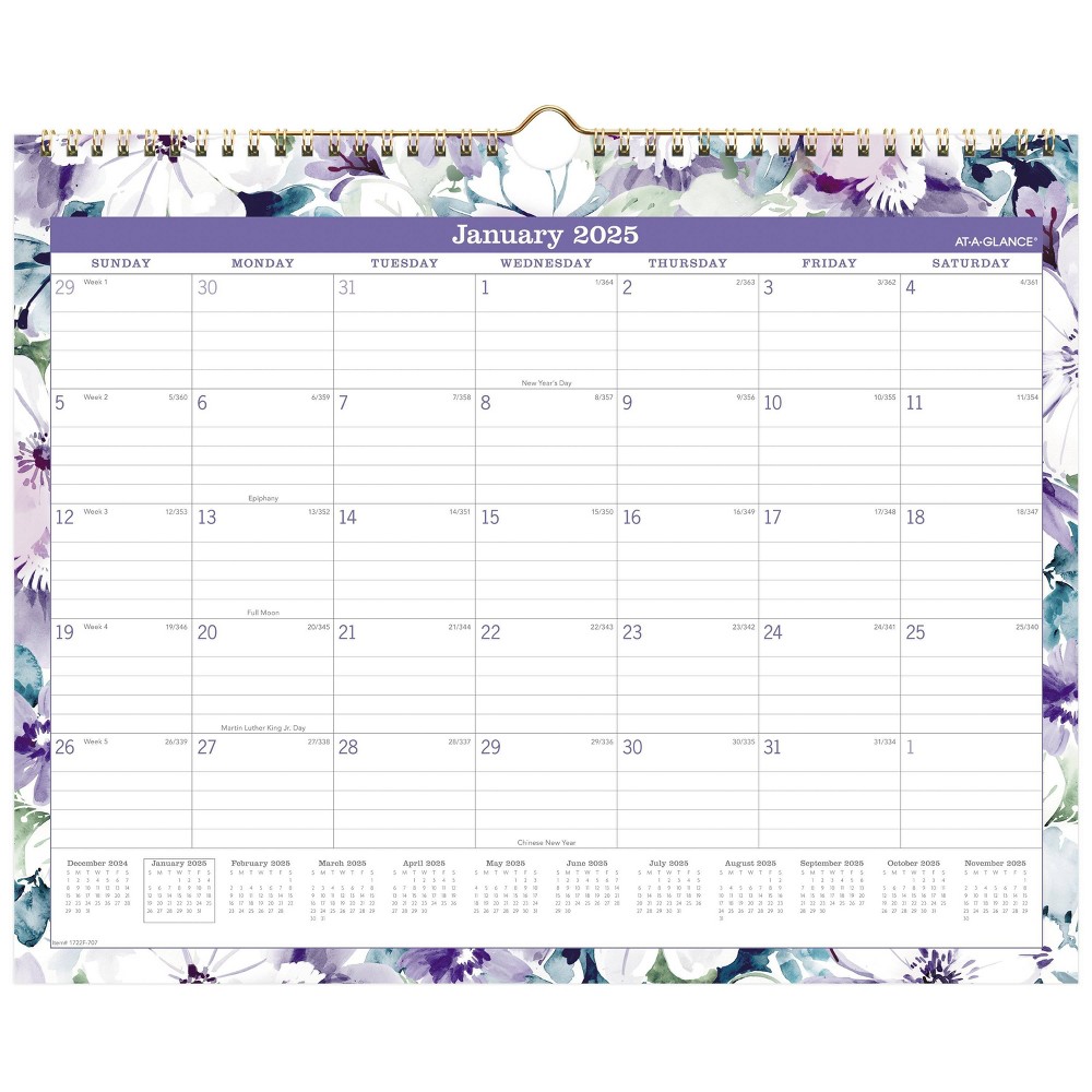 Photos - Planner At-A-Glance  Wall Calendar 11.875"x14.875" Floral 2025