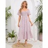 Clearlove Women's 2025 Spring Summer Boho Midi Dress Flutter Sleeve Square Neck Flowy Smocked Tiered Party Ruffle Dress - 2 of 4