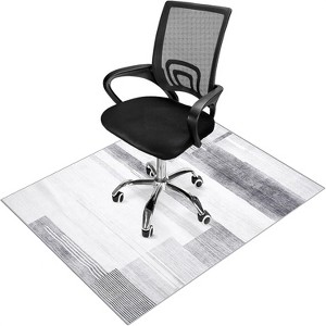 YEERSWAG Stylish 48" x 60" Grey & White Striped Office Chair Mat Chair Carpet for Hardwood Floors - 1 of 4