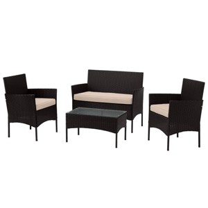 Pure Garden 4pc Outdoor Patio Rattan Furniture Set - 1 of 4