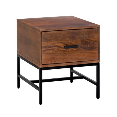 MH London Eden 22"  Nightstand Side Table Mango Wood & Iron