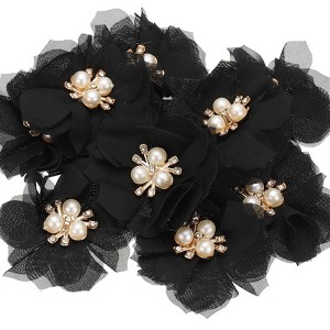 Unique Bargains Rhinestone Pearl Chiffon Flower for DIY Craft Wedding Party 10 Pcs - 1 of 4