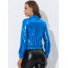 INSPIRE CHIC Women's Holographic Shiny Long Sleeve Metallic Zip Front Track Jacket - 4 of 4