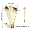 Unique Bargains Photo Frame Hanging Hooks Kit with Nails for Wall Mounting Brassy 1.22" x 0.87" 5 Pcs - 2 of 3