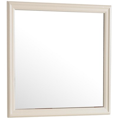 38-Inch Beige Square Wood Framed Dresser Mirror
