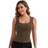 INSPIRE CHIC Women's Wide Straps Square Neck Unpadded Long Airplane Slimming Solid Tank Undershirts - 4 of 4
